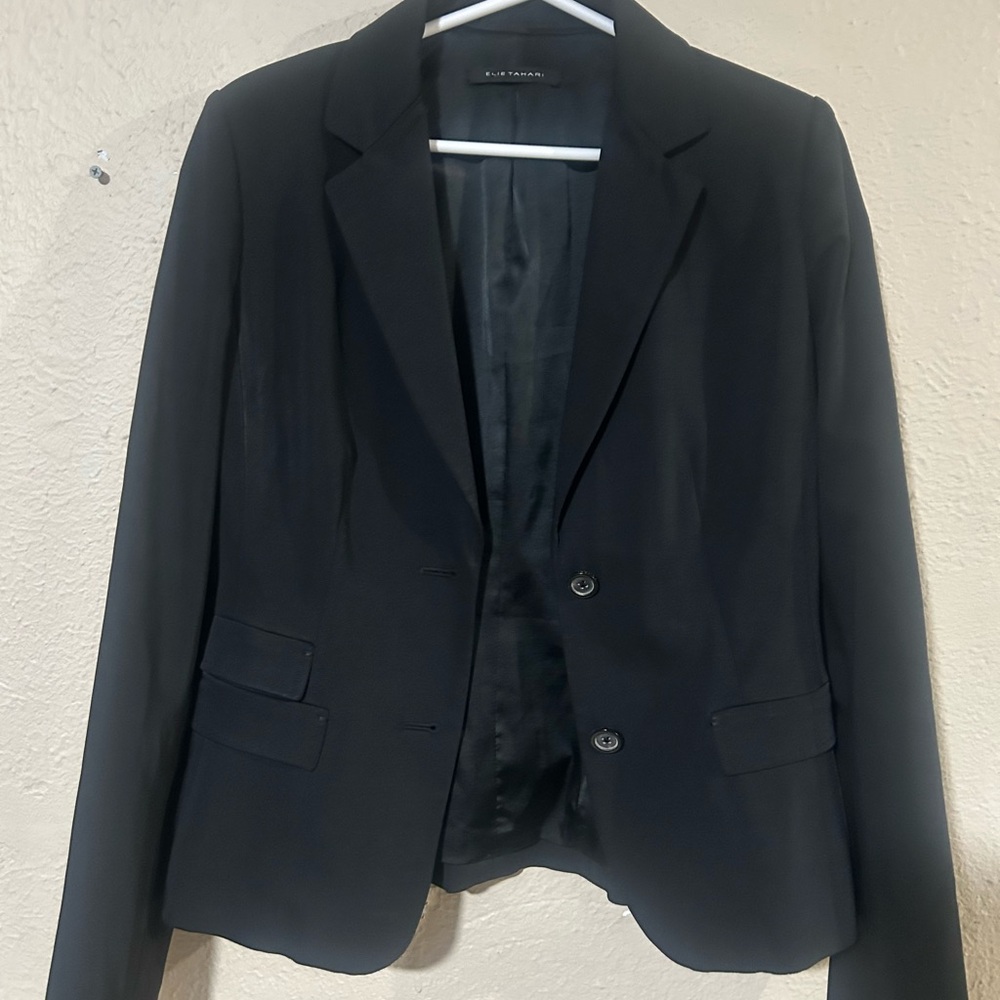 Elie Tahari Black Sport Coat Tailored Blazer